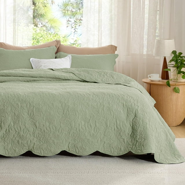 Juego de edredones Bedsure, tamaño queen, color verde salvia