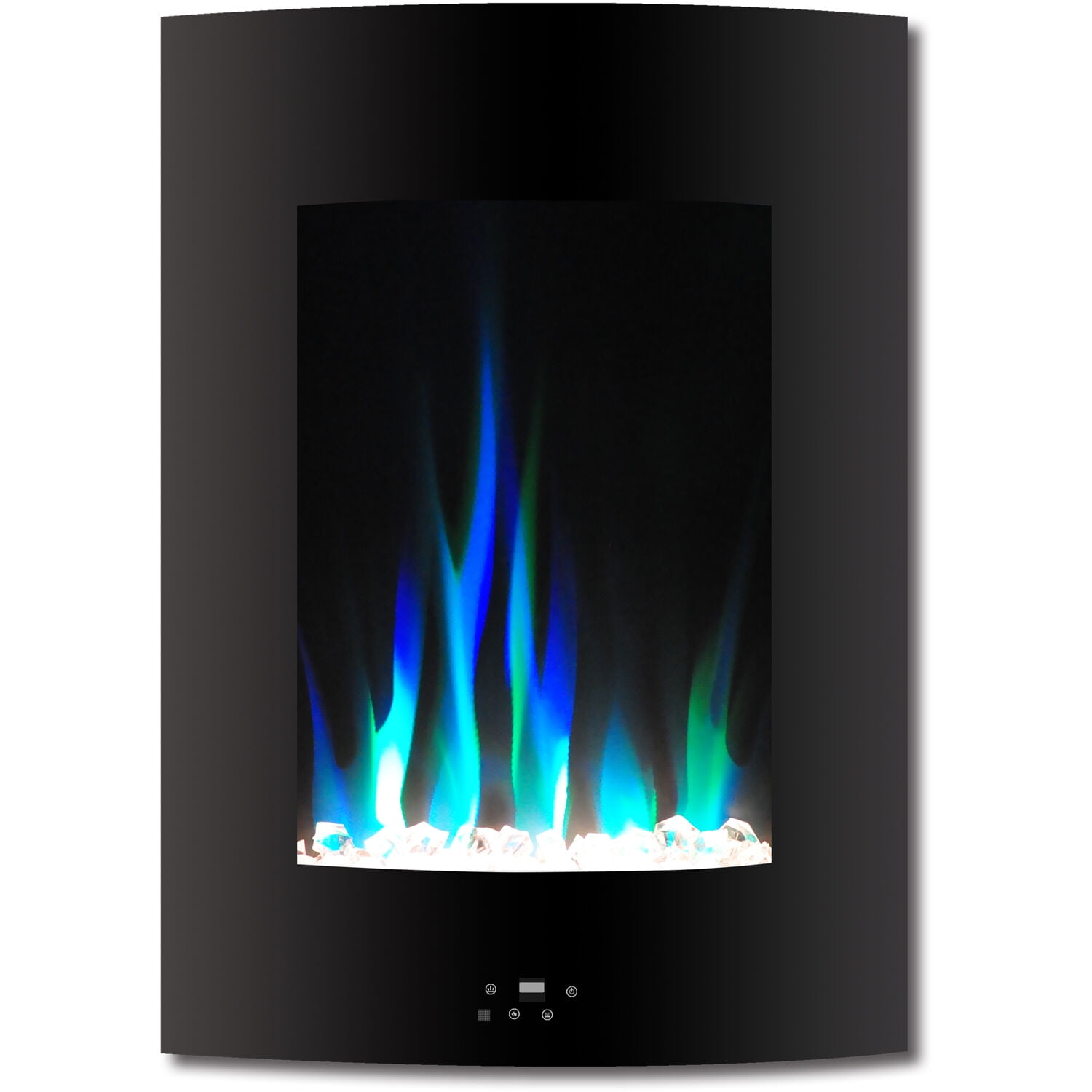 Hanover 19.5 In. Vertical Electric Fireplace in Black with Multi-Color Flame and Crystal Display