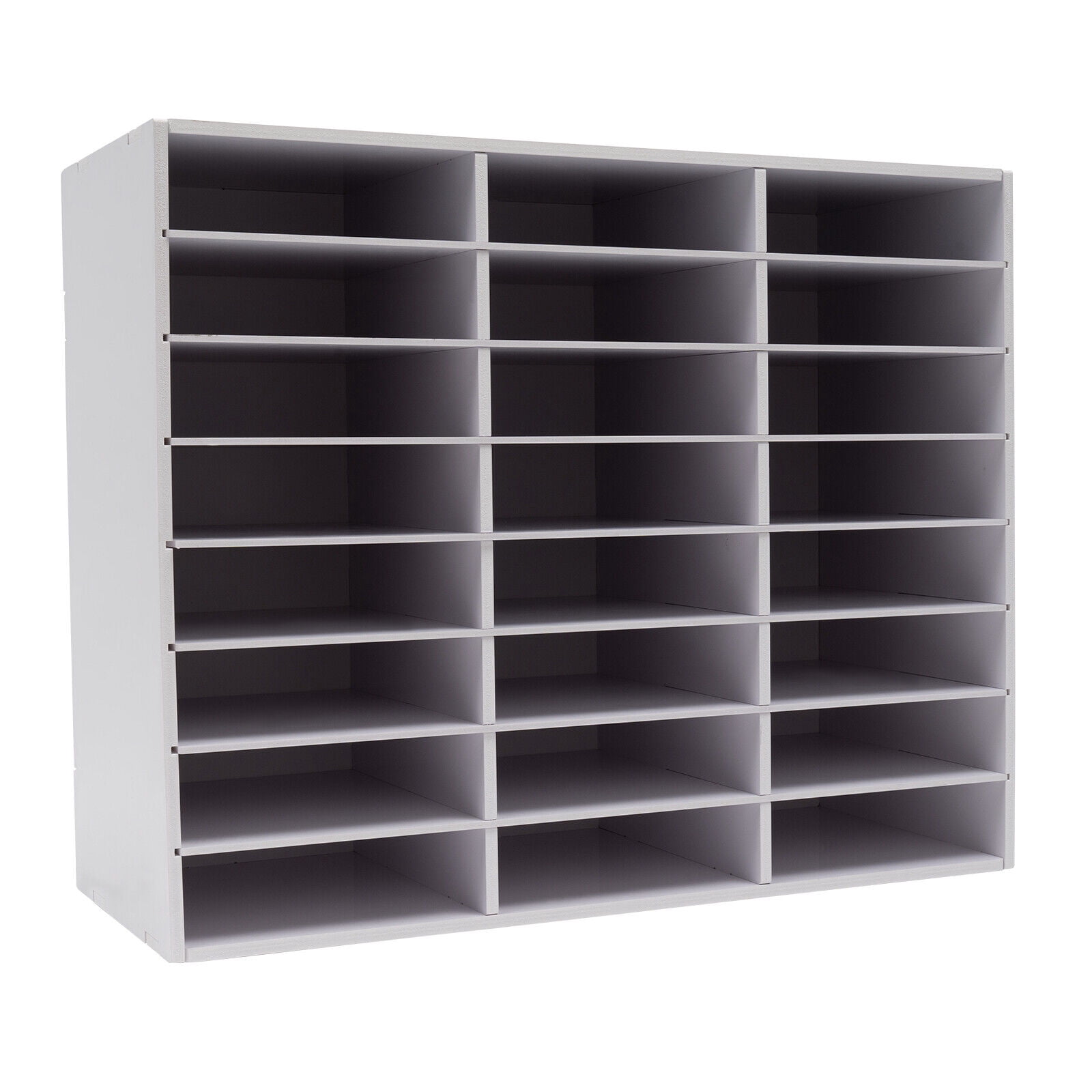 Desktop File Holder, Office Mailbox 24-compartment Literature Organizer Modern White Literature Organizer, 29*11.9*23.5in