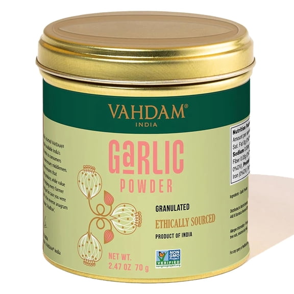 VAHDAM, Garlic Granules (2.47oz) 100% Raw Granulated Garlic (Allium Sativum) from India | Non GMO, Gluten Free, Dried Garlic | Aromatic & Pungent | Direct from Source
