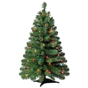 Holiday Time Pre-Lit Winston Pine Artificial Christmas Tree, Multicolor Incandescent Lights, 3'