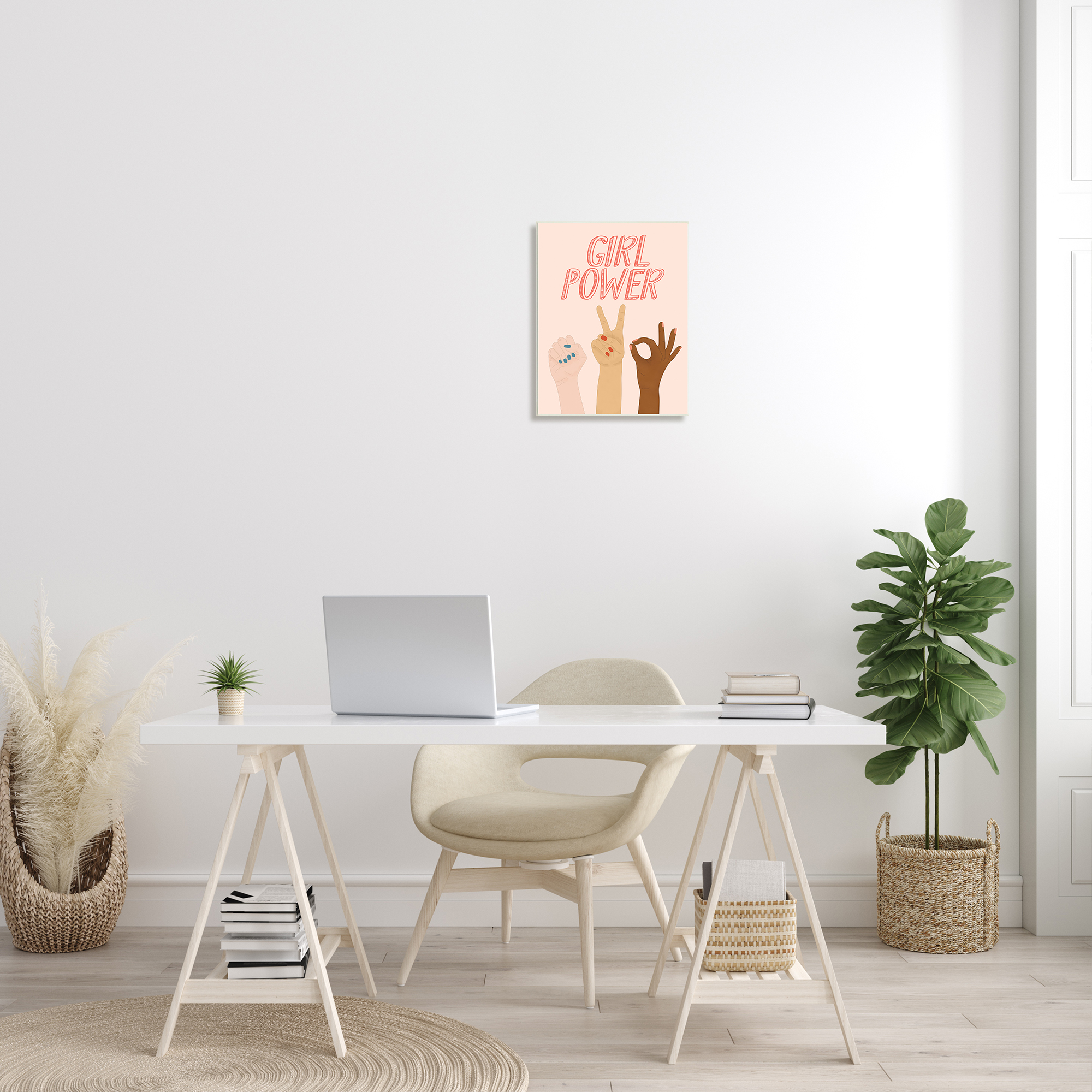 Stupell Industries Girl Power Pop Phrase Various Hand Signs, 13 x 19, Designed by JJ Design House LLC