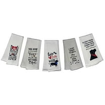 5 Pcs 100% Cotton Love My Dog Design White Funny Quote Herringbone Pattern Flour Sack Kitchen Towels Dish Towels/Dishcloths for Wedding, Baby Shower, Housewarming Gifts Size: 16 x 28 Inch.