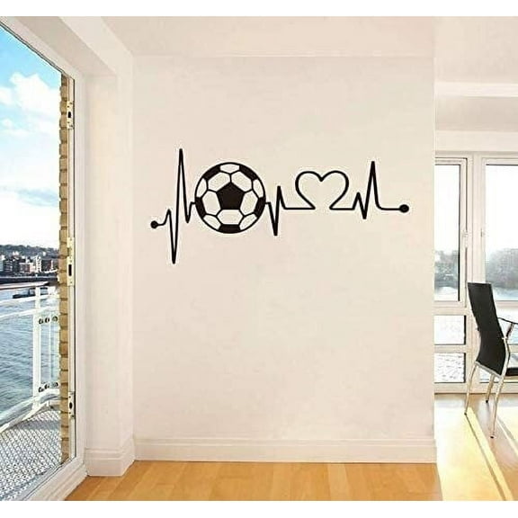 BH-JJSMGS Heartbeat Basketball Wall Sticker Art Boys Room Sports Wall Decor Play Basketballs Electrocardiogram Vinyl Wall Decal 23x10in