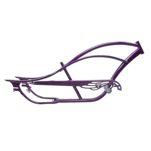 Tracer Bronco Stretch Lowrider Bike Frame, 7 Speed with Coaster Brake, for 26*3.0 Fat Tire, Chopper Cruiser Beach Bikes, Purple