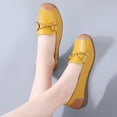 thumbnail image 2 of Bowknot Leather Loafers for Women Lightweight Walking Flats Comfortable Wide Toe Box Non Slip Work Shoes Yellow Size 9.5, 2 of 4