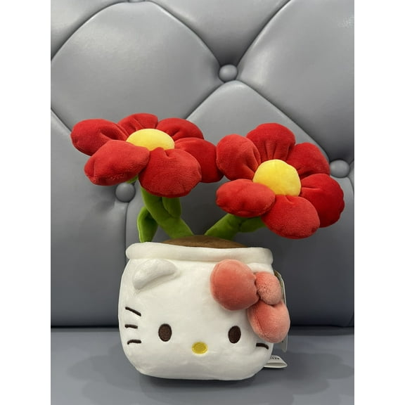 Sanrio Hello Kitty Kawaii Plushie Stuffed Potted Plant Ornament Plush Doll Hello Kitty Purple Plush Gift Flower Ornament
