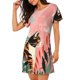 thumbnail image 2 of Easygdp Colorful Cat With Flowers Camisón de manga corta para mujer, informal, estampado, 2 of 6