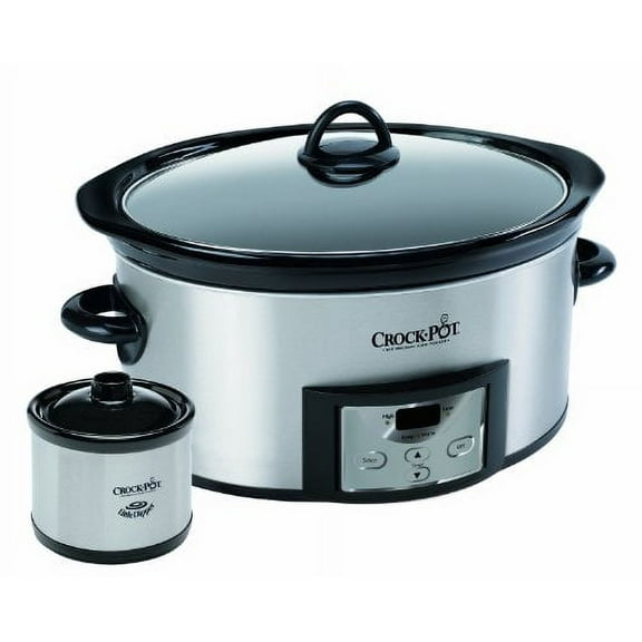 Crock-Pot 6-Quart Countdown Programmable Oval Slow Cooker with Dipper, Stainless Steel, SCCPVC605-S