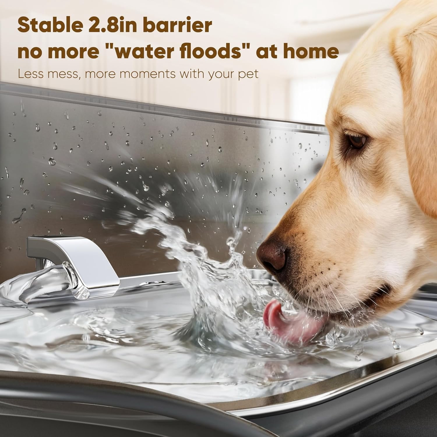 Ultra Quiet Large Dog Water Fountain Stainless Steel 8L Automatic Pet Water Bowl Dispenser Indoor