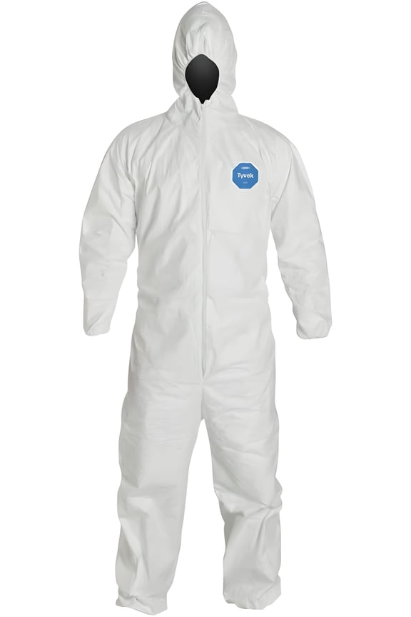 Tyvek 400 TY127S Disposable Protective Coverall with Respirator-Fit Hood and Elastic Cuff, White, X-Large Pack of 25