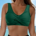 thumbnail image 2 of Yindaity Swim Tops Women Women's Twist Front Bikini Top - Padded Swimsuit Top Women's Twist Front Bikini Top - Padded Swimsuit Top Women'S Swim Tops(Dark Green,S), 2 of 9