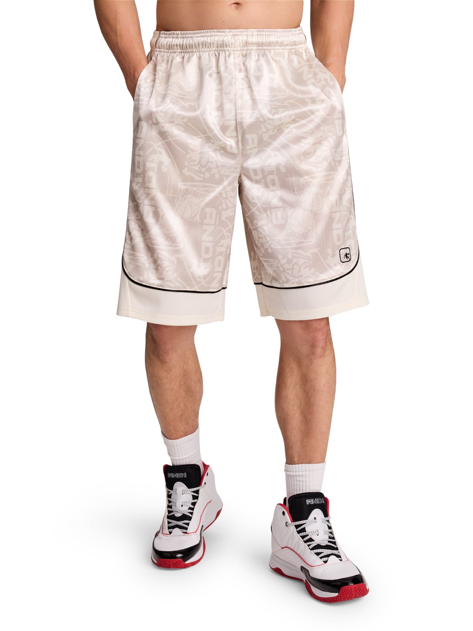 AND1 Men's and Big Men's All Court Short, 11" inseam, up to Size 5XL