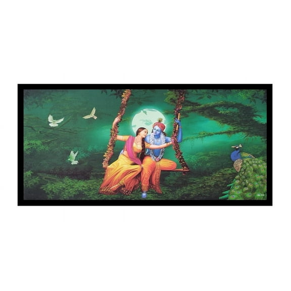 Bm Traders Radha Krishna On Swing Wall Sticker Poster Print Without Frame (20 X 40 Inch)