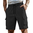 thumbnail image 2 of CCRFTGI Cargo Shorts for men Drawstring Stretch Elastic Waist Casual Work Short with Pockets Black 2XL, 2 of 6