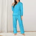 thumbnail image 2 of KLL Sky Blue Glitter Print Women's Long Sleeve Pajamas with Pants Sleepwear Loungewear 2 Set-Large, 2 of 7