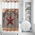 thumbnail image 2 of No Hook Shower Curtain, Texas Star Farmhouse Shower Curtains for Bathroom with See Through Top Window, Rustic Black Plaid Berry Wooden Waterproof & Washable Bath Curtain Stand Up Stall 36"x72", 2 of 9