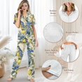 thumbnail image 4 of Yuyamidu Summer Pajama Sets for Women 2 Piece Short-Sleeved Set Button Down Sleepwear Soft Lightweight Loungewear with Pockets, Lemon Hummingbird, 4 of 7
