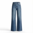 thumbnail image 7 of Lmueinov Women's High Waist Wide Leg Jeans, Frayed Hem Stretchy Vintage Washed Denim Pants Casual Loose Long Trousers with Pockets, S-XXL, 7 of 7