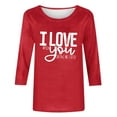 thumbnail image 4 of mihongmao Plus Size Valentine Shirts for Women Crew Neck Ladies' Hearted-Printed Round Neck Three Quarter Sleeve 3/4 Sleeve T-shirt Loose Red 5X, 4 of 5