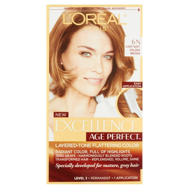 L'Oreal Paris Age Perfect Permanent Hair Color, 6N Lights Soft Golden ...