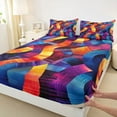 thumbnail image 3 of Castle Fairy Colorful Gradient Stripes Twin Sheet Sets,Abstract Vintage Lines Bedding, 3 of 7