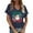Blue, variant on Christmas T-Shirts for Women Santa Claus Letter Print Short Sleeve Summer Casual V Neck Party Blouse Tops