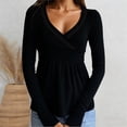 thumbnail image 2 of QHFBli Women Knit Tops Long Sleeve Lace Patchwork Low Cut Peplum Sweater Fairy Vintage 90s Coquette Blouse, 2 of 4