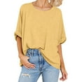 thumbnail image 5 of Giftesty Tops for Women Women Oversized T-Shirt Summer Casual Loose Fit 5/4 Sleeve Short Sleeve Solid Macaron Color Loose Tee Tops, 5 of 8