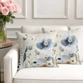 thumbnail image 3 of Set of 2 Gradient Blue Flower Pillow Covers 20x20 Inch, Watercolor Country Spring Blue Floral Butterfly Newspaper Texture Decorative Throw Pillow Cases Cotton Cushion Covers for Sofa Couch Bed Decor, 3 of 9