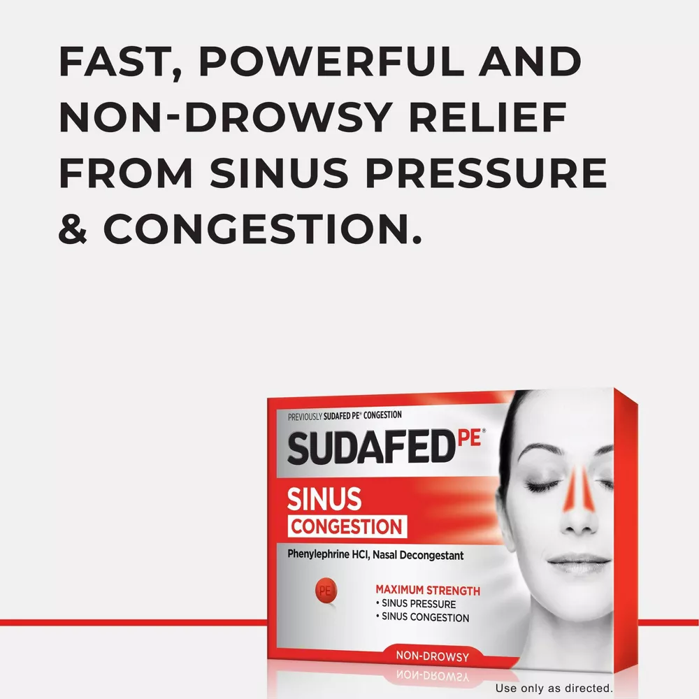 Sudafed PE Congestion Phenylephrine HCI Nasal Decongestant, 36 ct