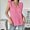 Pink, variant on Women's Fashion Solid Color Sleeveless V Neck T-Shirt With Shoulder Pads Summer Tunic Blouse Casual Basic Tee Soft Lightweight Breathable Daily Wear Trendy Elegant Pullover Clothing