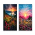 thumbnail image 2 of Designart "Magic Moonlight Blossoms under Full Moon I" Lake Framed Wall Art Set Of 2 - Lake House Pink Gallery Wall Frame Set For Home Decor, 2 of 6