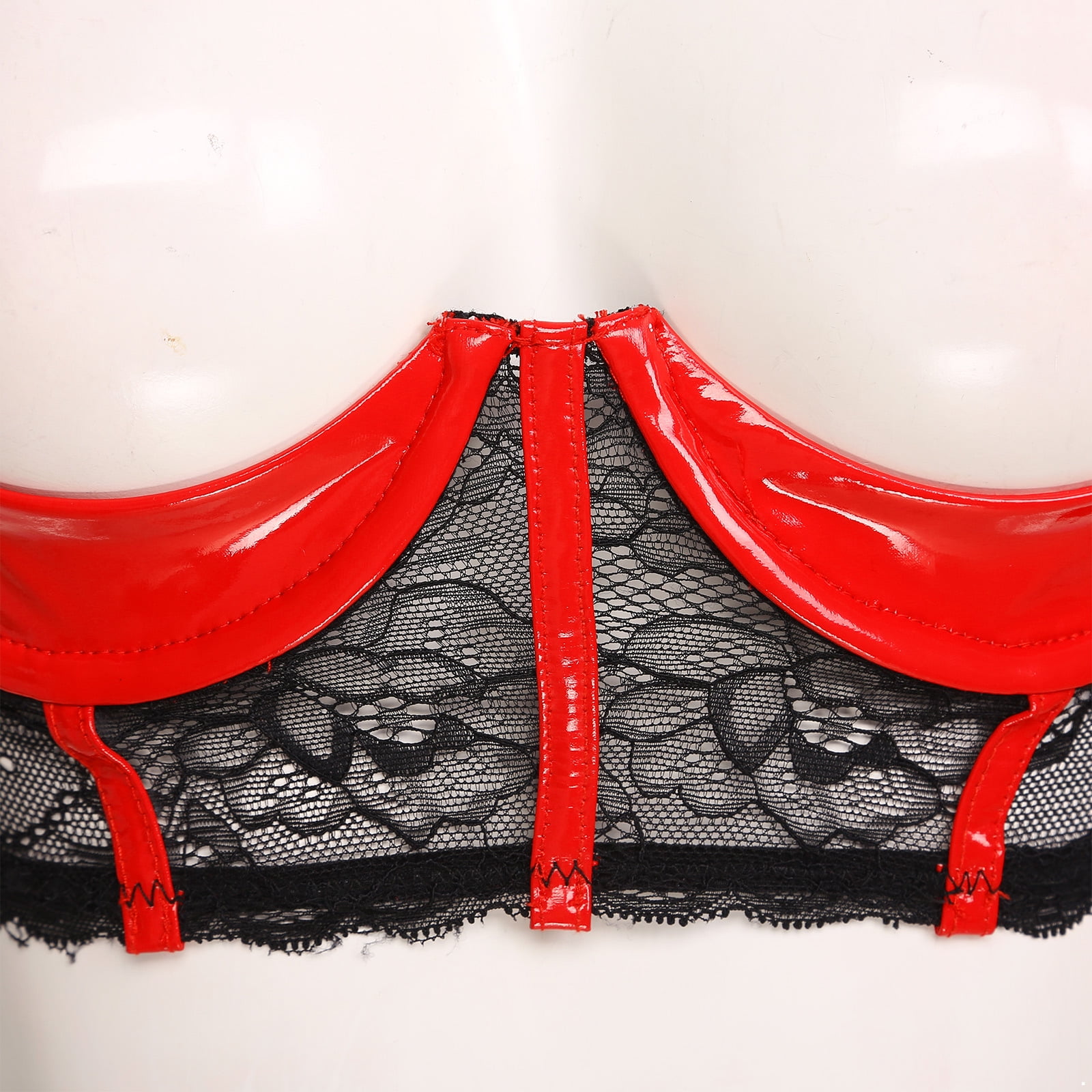 red pvc bralet