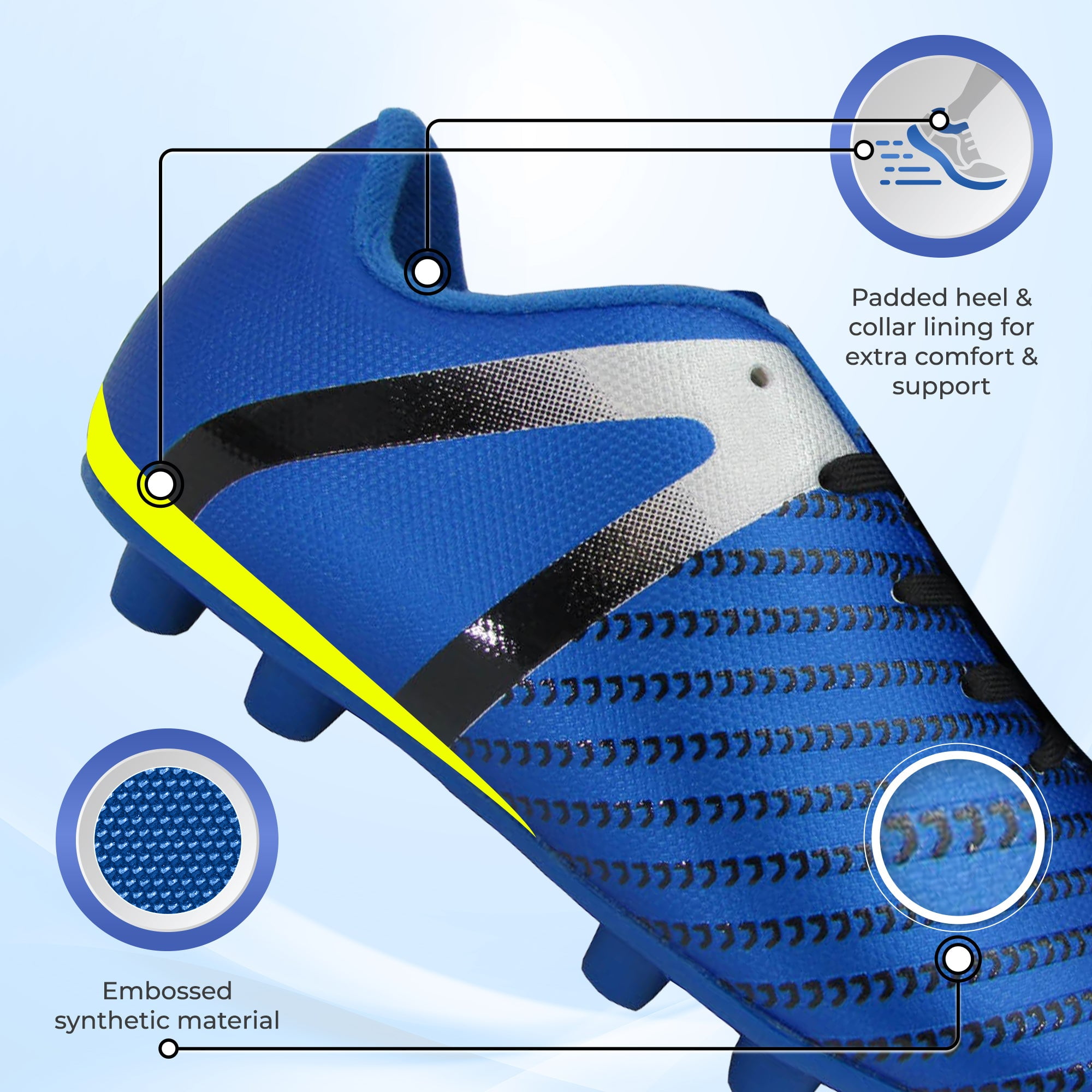 Vizari USA Impact Firm Ground Soccer Cleats for Kids – Comfortable, Lightweight, and Durable Shoes for Toddlers, Little Kids, and Big Kids - Blue/Silver, 2.5