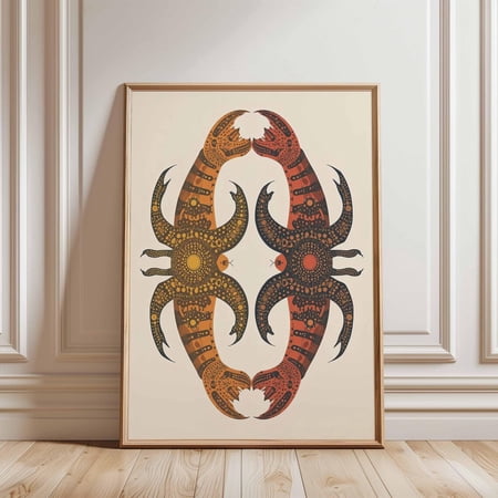 Scandinavian Folk Animal Wall Art Earth Tone Home Decor