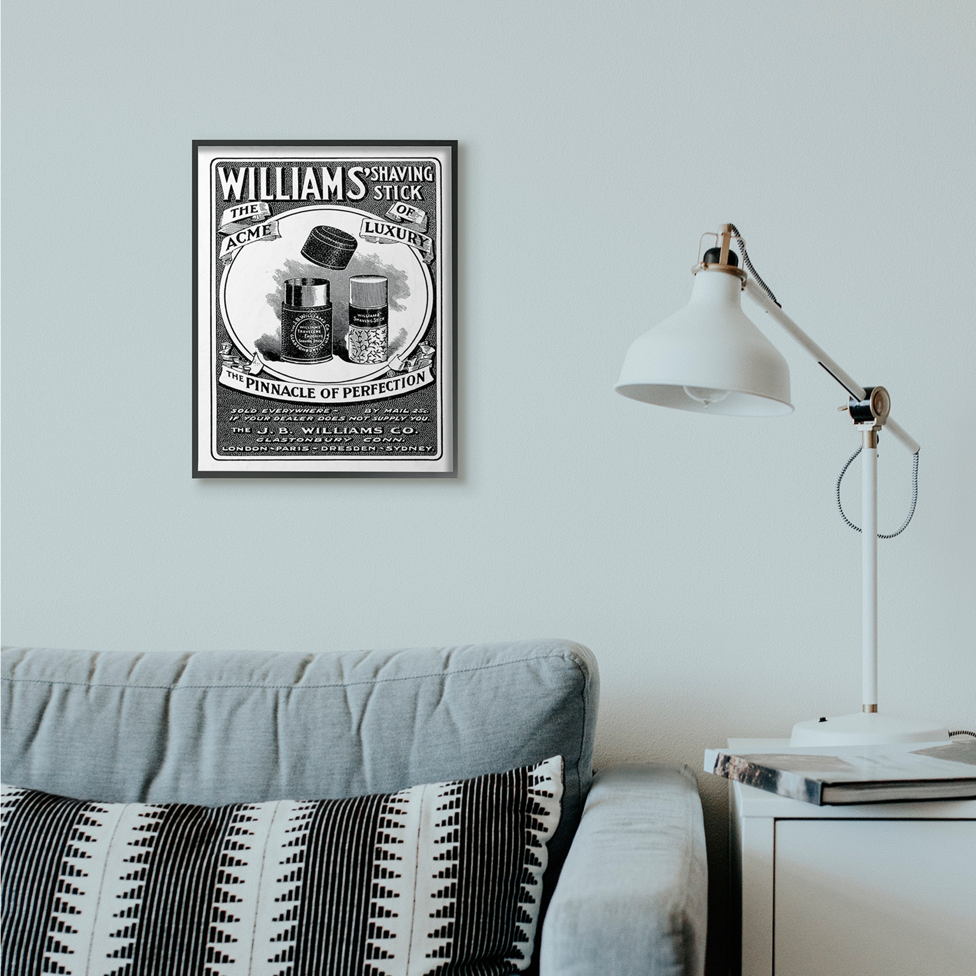 Stupell Industries Shaving Advertisement Vintage Black And White Design Graphic Art Black Framed Art Print Wall Art, 16x20, by The Saturday Evening Post
