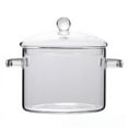 thumbnail image 4 of Elegant Modern Mini Glass Cookware: 14cm Double-Handle 1300ml High Borosilicate Pot for Simmering, Noodle Boiling & Stewing – Heat-Resistant for Gas Stoves, Includes Heat Insulation Mat, Pot Brush &, 4 of 5