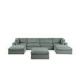 thumbnail image 2 of Modular Sectional Sofa Sage Corduroy Large Family 7pc Living Room Set 2x Corner wedge 2x Armless Chairs 3x Ottomans, 2 of 10