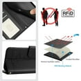 thumbnail image 5 of For IPhone 17 Pro 6.3" RFID Blocking Protective Purse Case Cat Embossed Strong Magnetic Attachment/Closure, Card Slots/Pocket, PU Leather Flip Wallet Case With Hanging Rope,Black,For iPhone 17 Pro, 5 of 7