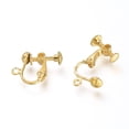 thumbnail image 3 of Brass Clip-on Earring Findingsfor Ears with Loop Golden Nickel Free 13.5mm wide 17mm long 5mm thick Hole: 1.2mm, 3 of 4