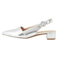 thumbnail image 3 of YDN Women's Pointed Closed Toe Block Low Heels Pumps Slingback Single Strap Buckled Sandals Office Daily Wear Shoes Size 8.5 Silver, 3 of 4