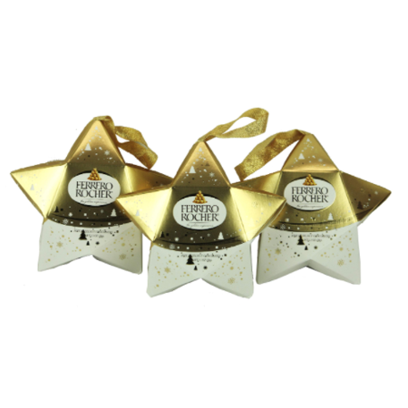 Ferrero Rocher Fine Hazelnut Chocolate Christmas Star, 1.3 oz each, 3 Pack