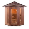 4 Person Corner SunRise Canadian Cedar Sauna by Enlighten Infrared Saunas