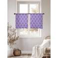 thumbnail image 3 of Purple Moroccan Sheer Curtains 54 Inch Length 2 Panels Set, Boho Ethnic Abstract Quatrefoil Motifs Voile Window Treatment Rod Pocket Short Kitchen Curtains Drapes for Bedroom 52"x54"x2, 3 of 7