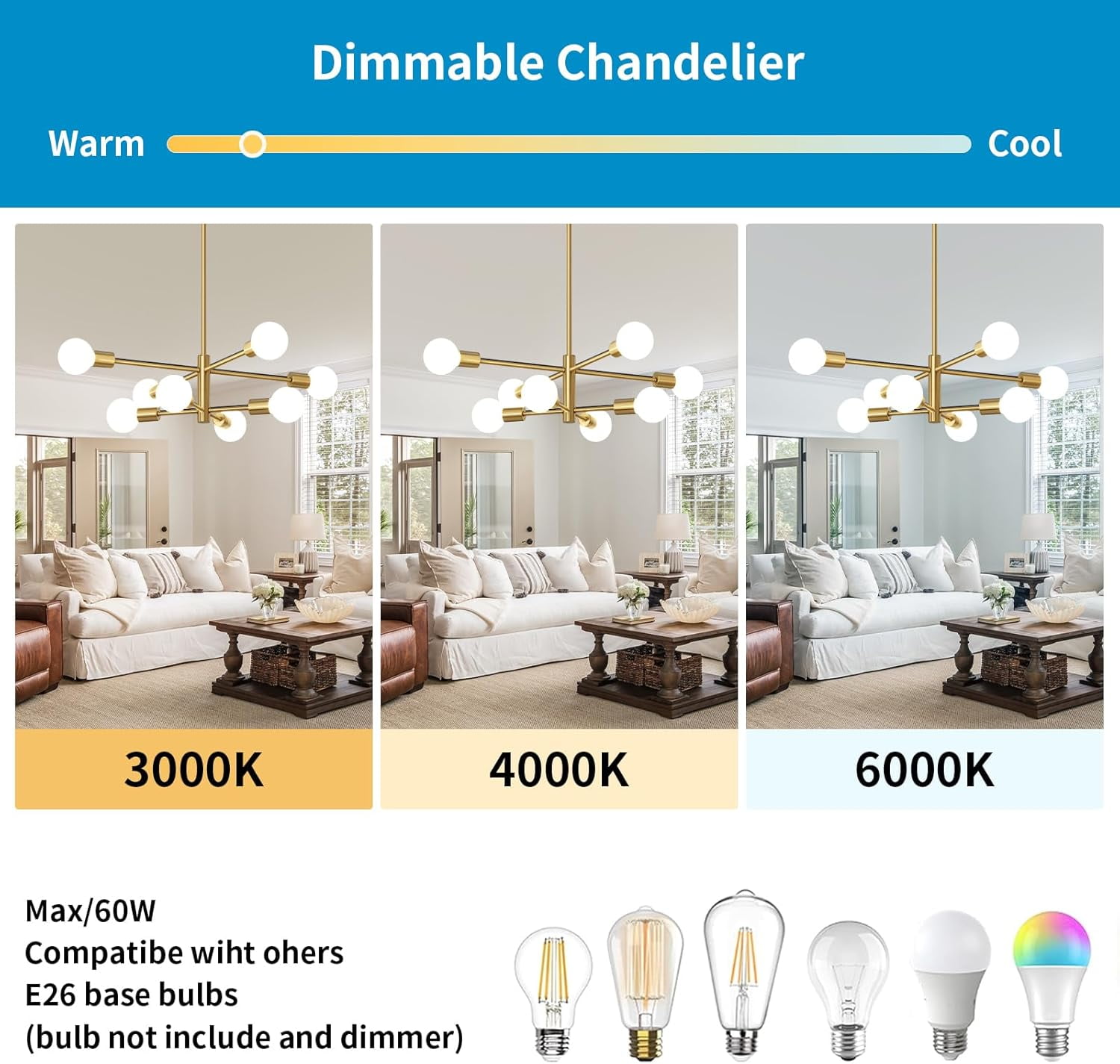 Senhu Modern Sputnik Chandeliers Light, 8-Light Gold Dining Room Chandelier Over Table, Mid Century Ceiling Light Fixtures Height Adjustable Hanging Pendant Lighting for Entryway Foyer