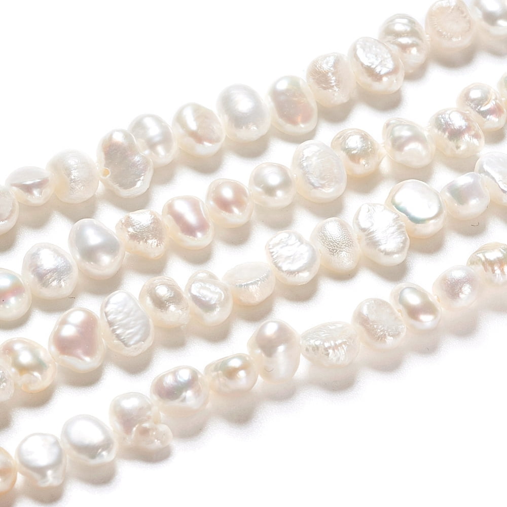 Natural Cultured Freshwater Pearl Beads Strands Two Sides Polished White 4.5~6.5x3~4x4~5.5mm Hole: 0.5mm about 39pcs/strand 7.09 inch(18cm) DIY