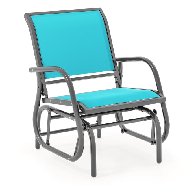 Costway Outdoor Single Swing Glider Rocking Chair Armrest Garden Porch Backyard Turquoise