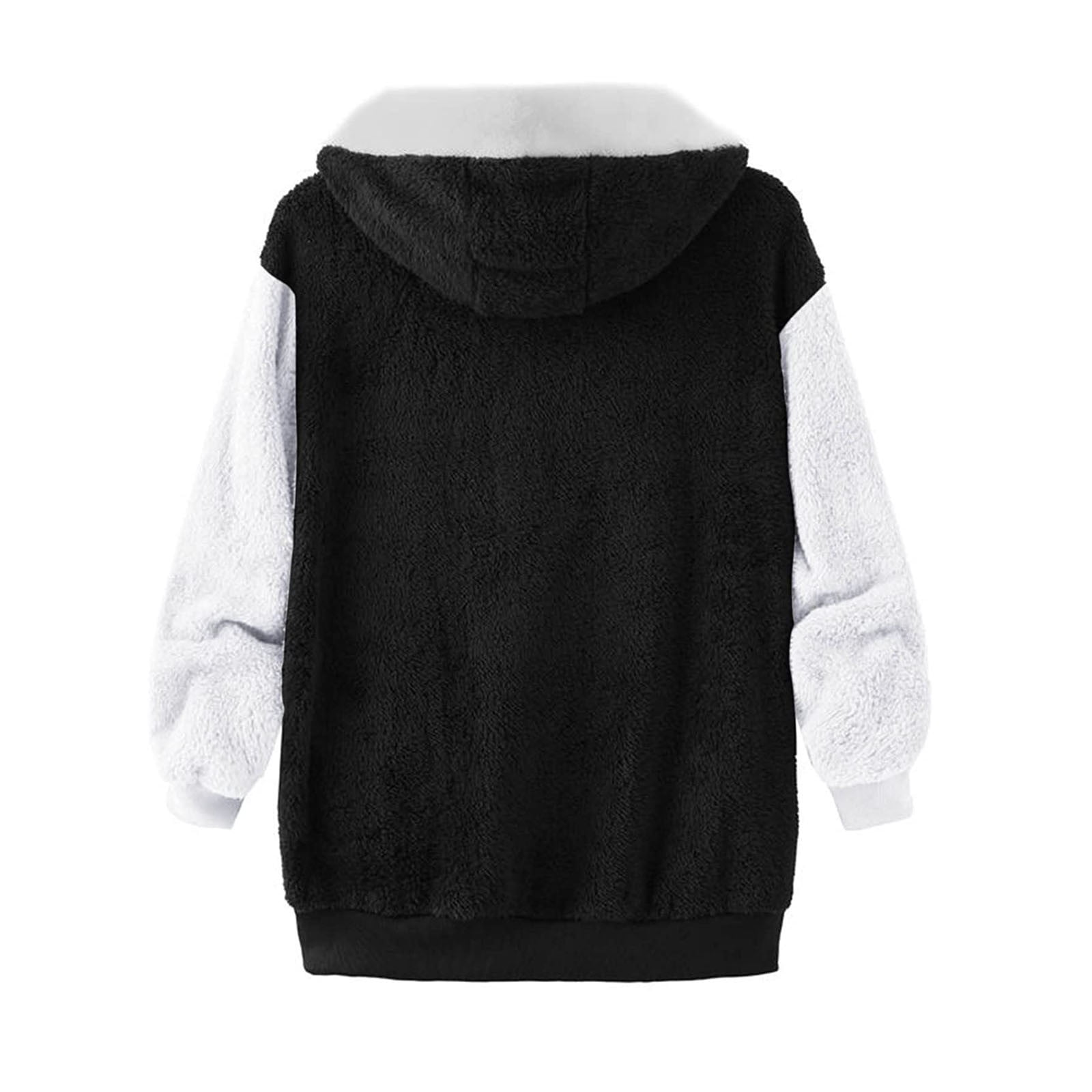 MeetoTime Plus Size Hoodies for Women Fleece Fuzzy Winter Hooded Full Zip Up Color Block Casual Outerwear with Pockets