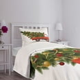 thumbnail image 3 of Ambesonne Christmas Quilted Bedspread Set 2 Pcs, Xmas Truck and Tree, Twin Size, White Red Green, 3 of 5